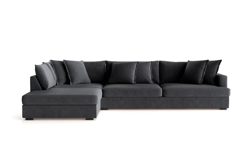 Rossita Lyx 4-seter Ekstra dyp Sofa med Sjeselong Venstre - Svart Chenille - Møbler - Sofaer - Sofa med sjeselong