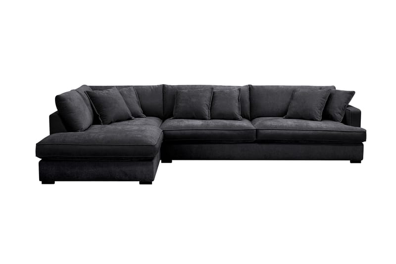 Rossita Lyx 4-seter Ekstra dyp Sofa med Sjeselong Venstre, Svart Chenille