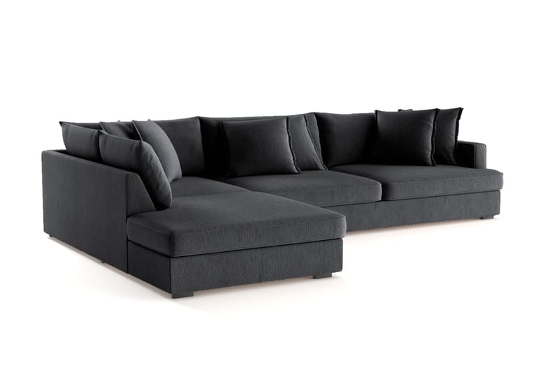 Rossita Lyx 4-seter Ekstra dyp Sofa med Sjeselong Venstre - Svart Chenille - Møbler - Sofaer - Sofa med sjeselong
