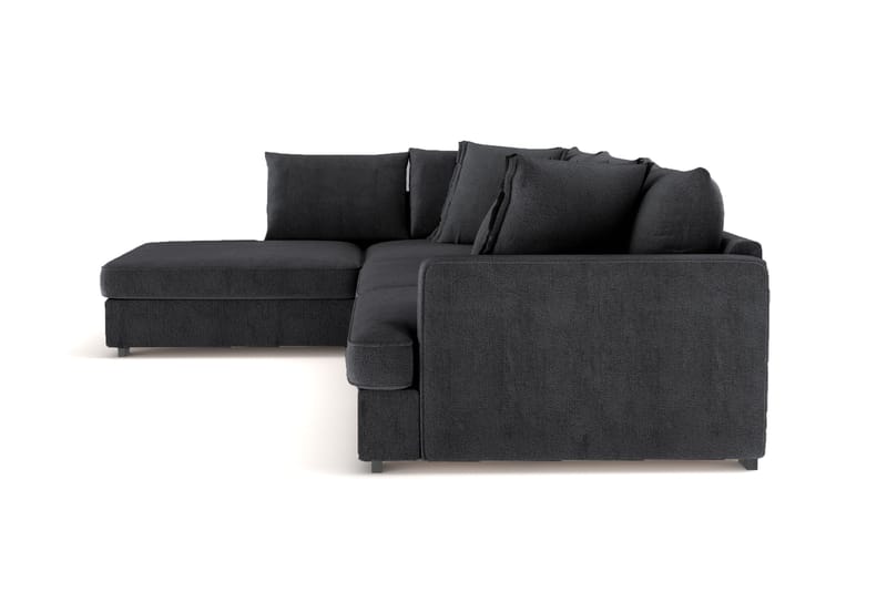 Rossita Lyx 4-seter Ekstra dyp Sofa med Sjeselong Venstre - Svart Chenille - Møbler - Sofaer - Sofa med sjeselong