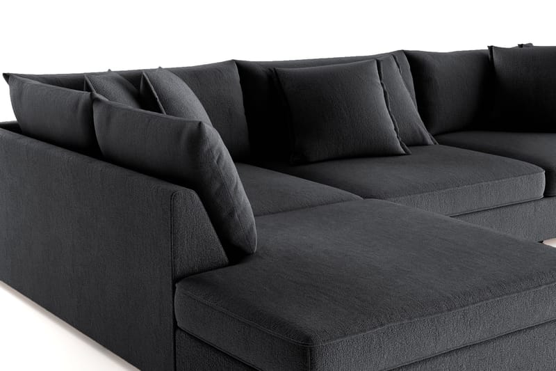 Rossita Lyx 4-seter Ekstra dyp Sofa med Sjeselong Venstre - Svart Chenille - Møbler - Sofaer - Sofa med sjeselong