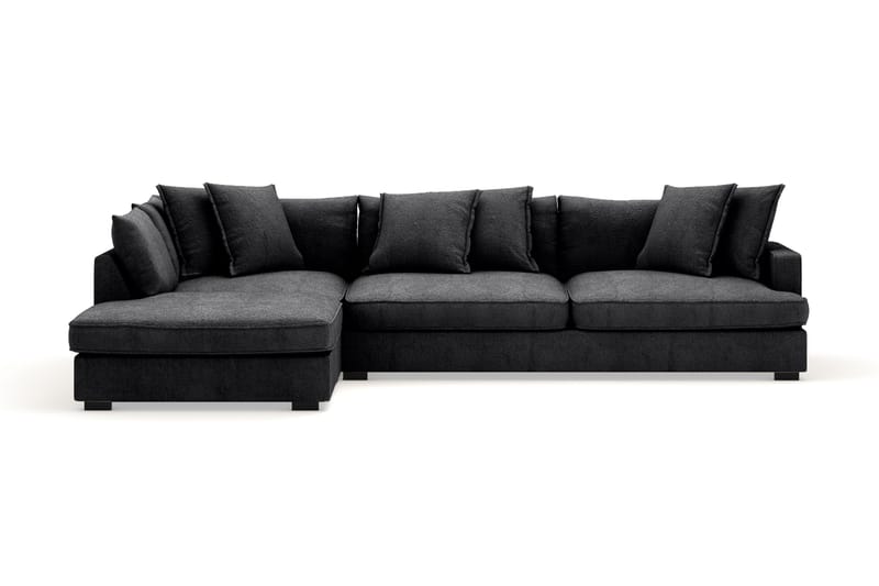 Rossita Lyx 4-seter Ekstra dyp Sofa med Sjeselong Venstre - Svart Chenille - Møbler - Sofaer - Sofa med sjeselong