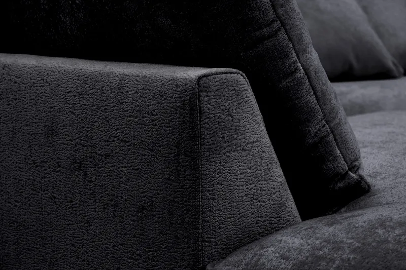 Rossita Lyx 4-seter Ekstra dyp Sofa med Sjeselong Venstre - Svart Chenille - Møbler - Sofaer - Sofa med sjeselong