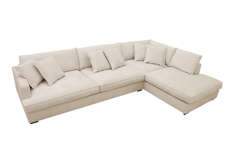 Rossita Lyx 4-seters Høyrevendt L-formet Extra Dyp Sjeselongsofa i Chenille - Beige Chenille - Møbler - Sofaer - Sofa med sjeselong