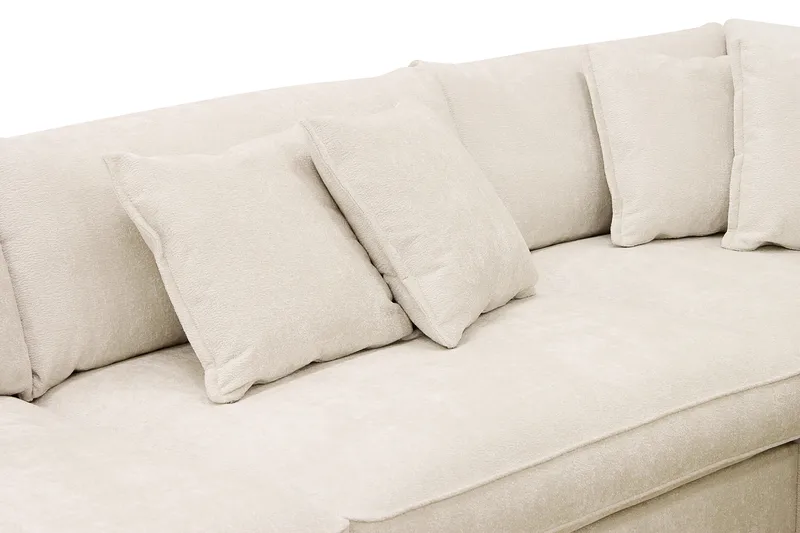 Rossita Lyx 4-seters Høyrevendt L-formet Extra Dyp Sjeselongsofa i Chenille - Beige Chenille - Møbler - Sofaer - Sofa med sjeselong