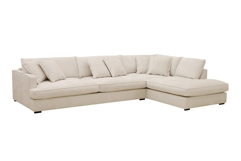 Rossita Lyx 4-seters Høyrevendt L-formet Extra Dyp Sjeselongsofa i Chenille - Beige Chenille - Møbler - Sofaer - Sofa med sjeselong
