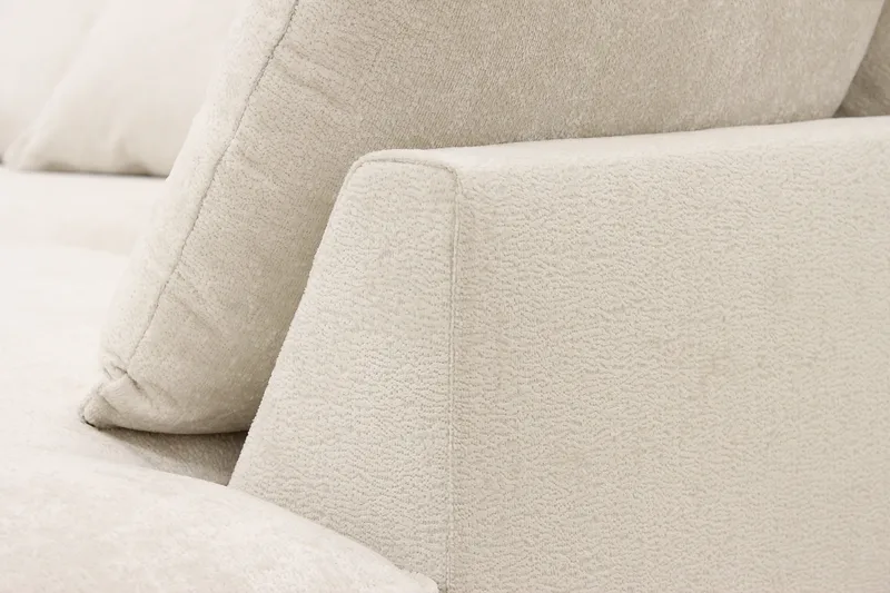 Rossita Lyx 4-seters Høyrevendt L-formet Extra Dyp Sjeselongsofa i Chenille - Beige Chenille - Møbler - Sofaer - Sofa med sjeselong