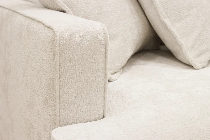 Rossita Lyx 4-seters Høyrevendt L-formet Extra Dyp Sjeselongsofa i Chenille - Beige Chenille - Møbler - Sofaer - Sofa med sjeselong