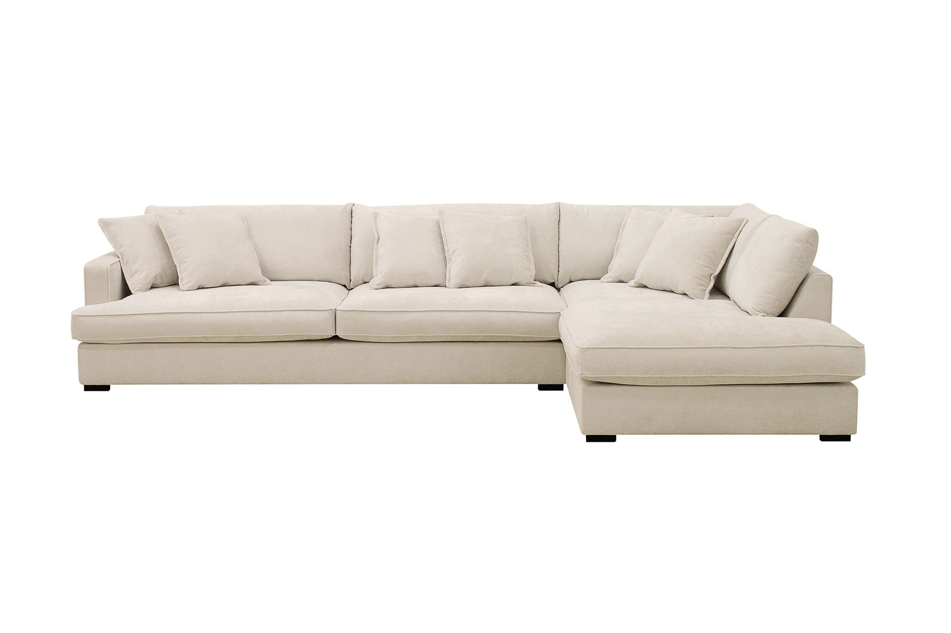 Rossita Lyx 4-seters Høyrevendt L-formet Extra Dyp Sjeselongsofa i Chenille - Beige Chenille