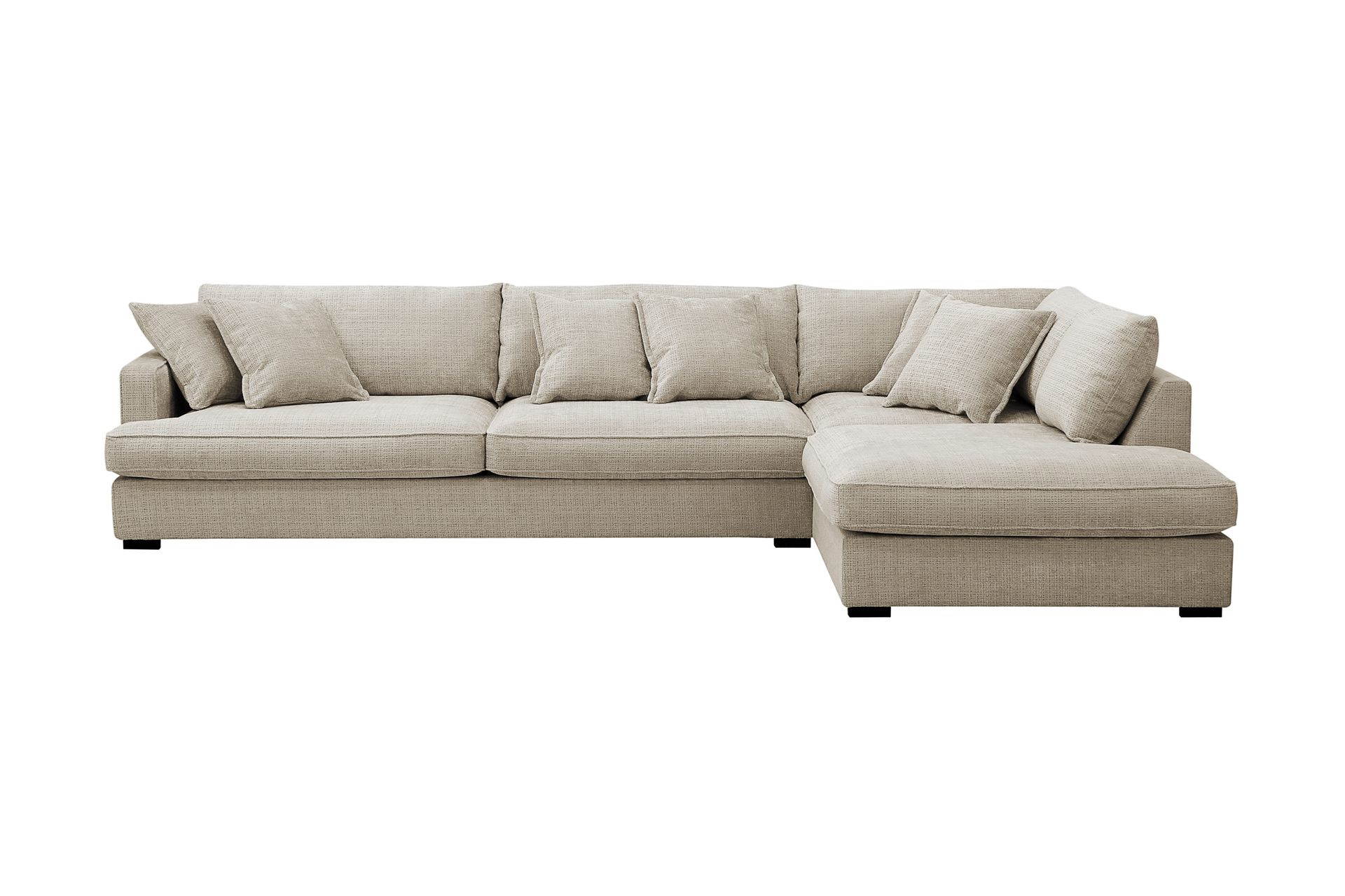 Rossita Lyx 4-seters Høyrevendt L-formet Extra Dyp Sjeselongsofa i Chenille - Beige Chenille