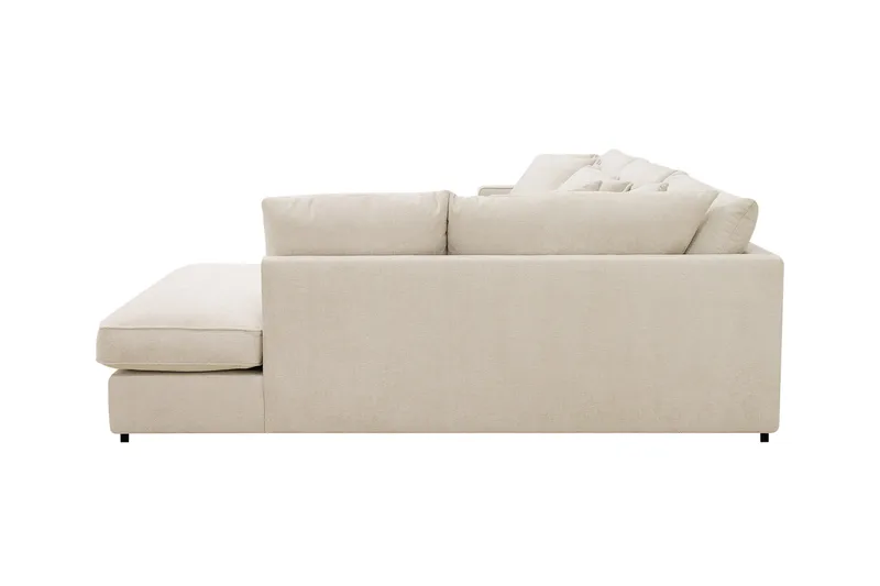 Rossita Lyx 4-seters Høyrevendt L-formet Extra Dyp Sjeselongsofa i Chenille - Beige Chenille - Møbler - Sofaer - Sofa med sjeselong