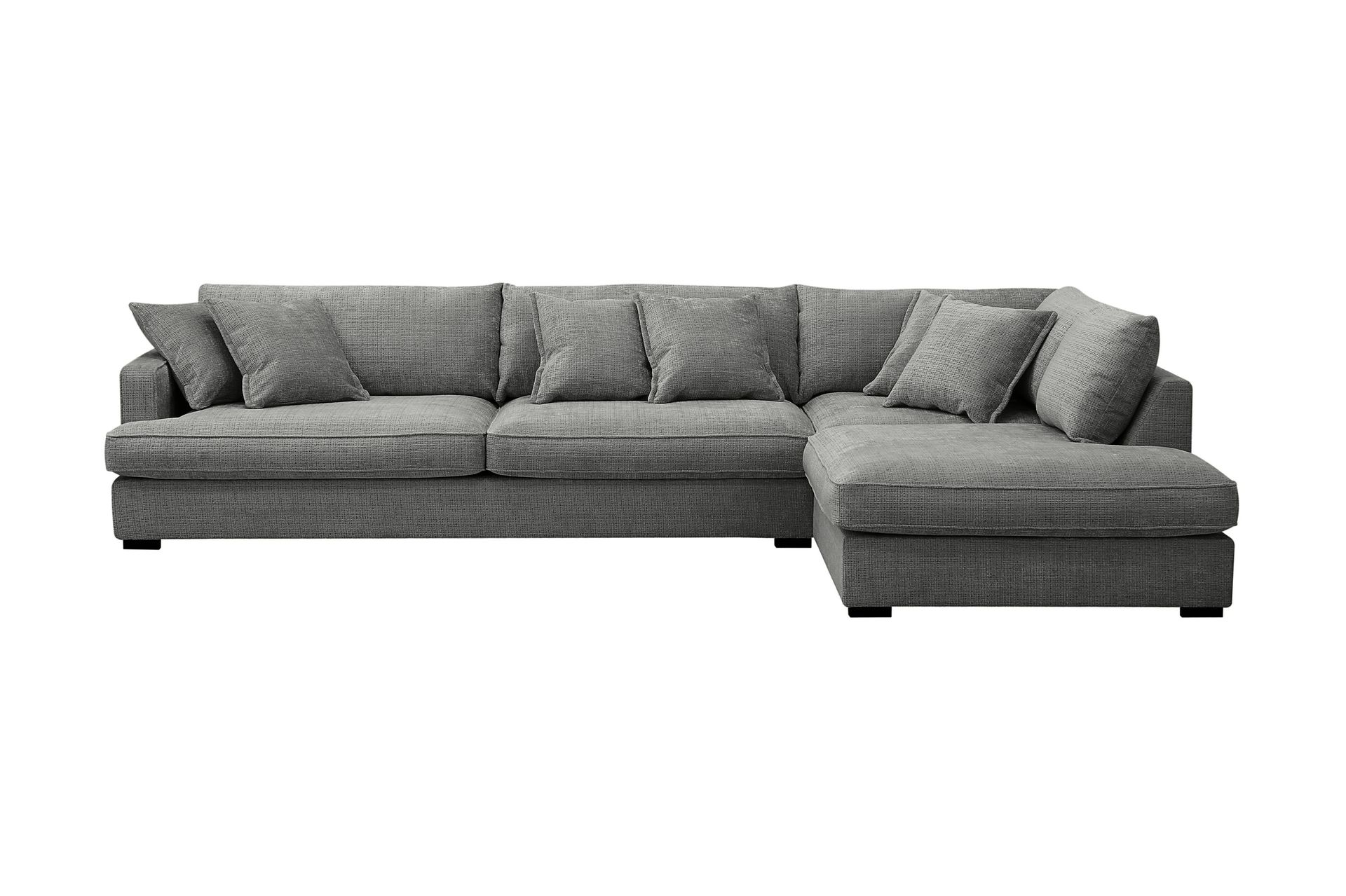 Rossita Lyx 4-seters Høyrevendt L-formet Extra Dyp Sjeselongsofa i Chenille - Grå Chenille