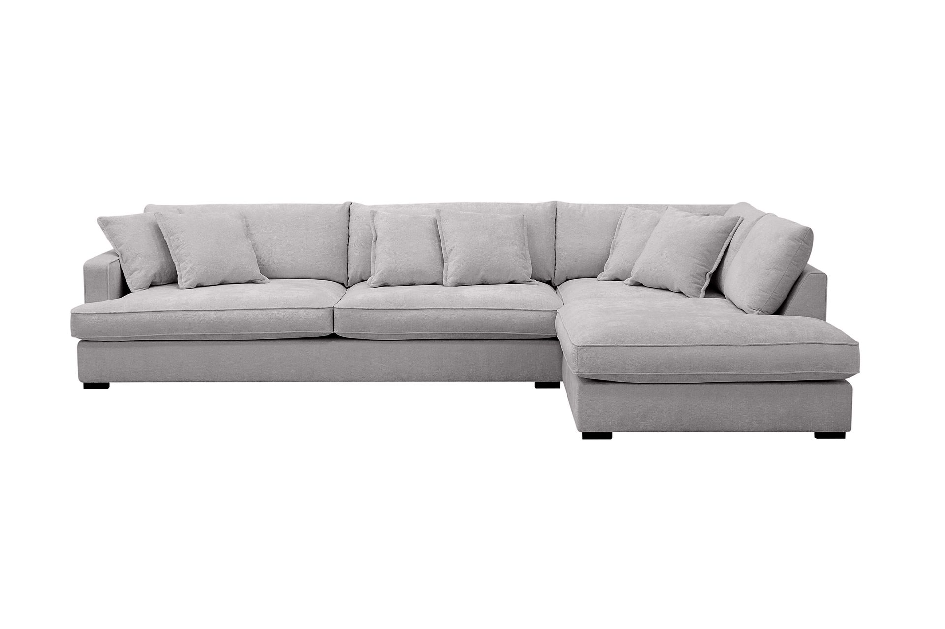 Rossita Lyx 4-seters Høyrevendt L-formet Extra Dyp Sjeselongsofa i Chenille - Grå Chenille