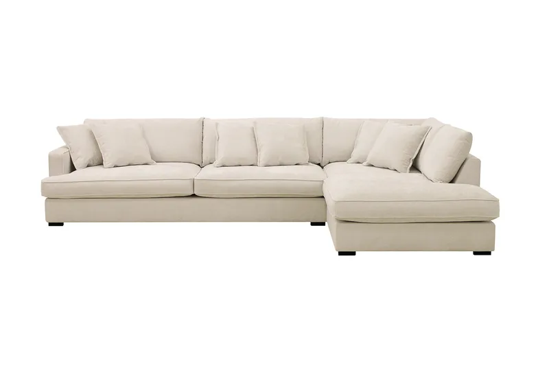 Rossita Lyx 4-seters Høyrevendt L-formet Extra Dyp Sjeselongsofa i Chenille, Trenza 06, Beige Chenille