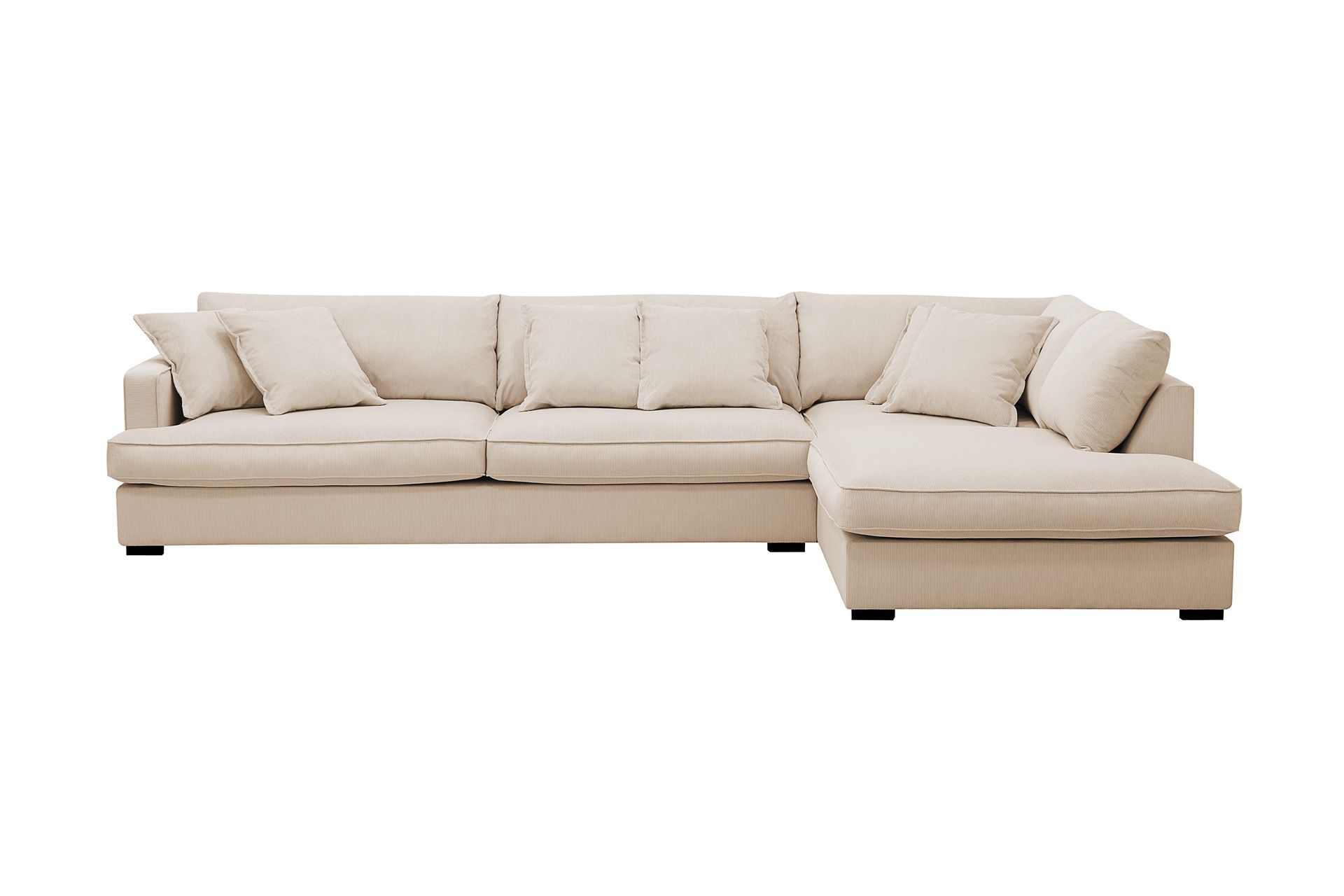 Rossita Lyx 4-seters Høyrevendt L-formet Extra Dyp Sjeselongsofa i Manchester - Beige Kordfløyel