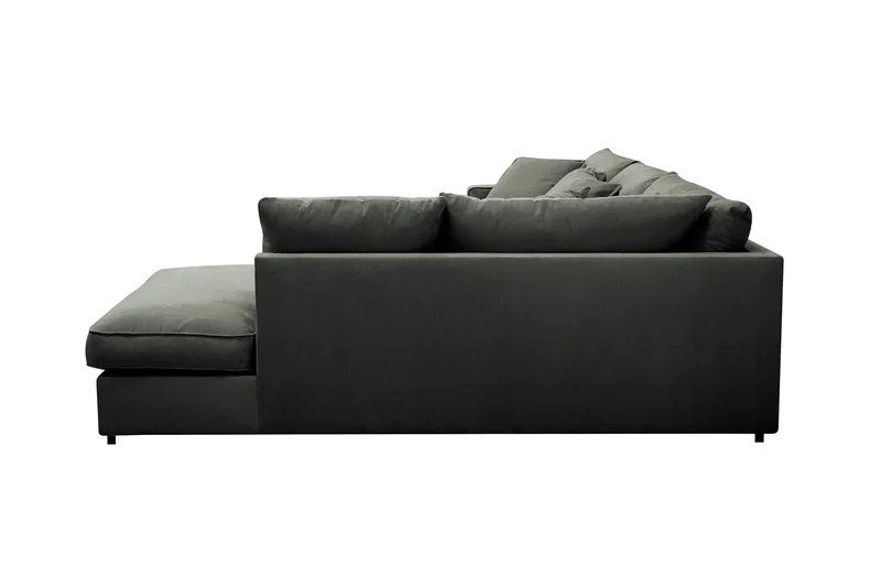 Rossita Lyx 4-seters Høyrevendt L-formet Extra Dyp Sjeselongsofa i Manchester - Mørk grønn Kordfløyel - Møbler - Sofaer - Sofa med sjeselong