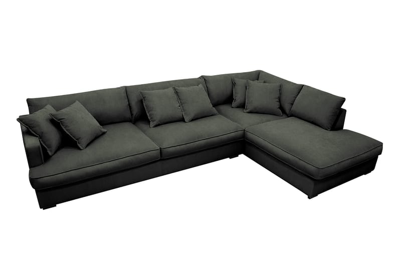 Rossita Lyx 4-seters Høyrevendt L-formet Extra Dyp Sjeselongsofa i Manchester - Mørk grønn Kordfløyel - Møbler - Sofaer - Sofa med sjeselong
