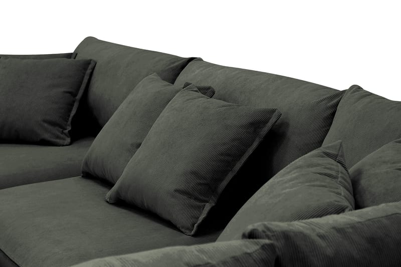 Rossita Lyx 4-seters Høyrevendt L-formet Extra Dyp Sjeselongsofa i Manchester - Mørk grønn Kordfløyel - Møbler - Sofaer - Sofa med sjeselong