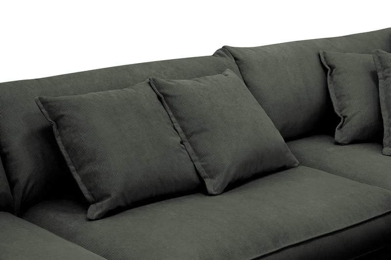 Rossita Lyx 4-seters Høyrevendt L-formet Extra Dyp Sjeselongsofa i Manchester - Mørk grønn Kordfløyel - Møbler - Sofaer - Sofa med sjeselong