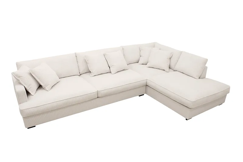 Rossita Lyx 4-seters Høyrevendt L-formet Extra Dyp Sjeselongsofa i Manchester - Offwhite - Møbler - Sofaer - Sofa med sjeselong