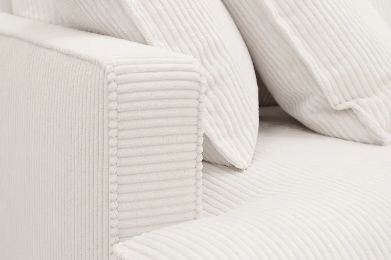 Rossita Lyx 4-seters Høyrevendt L-formet Extra Dyp Sjeselongsofa i Manchester - Offwhite - Møbler - Sofaer - Sofa med sjeselong