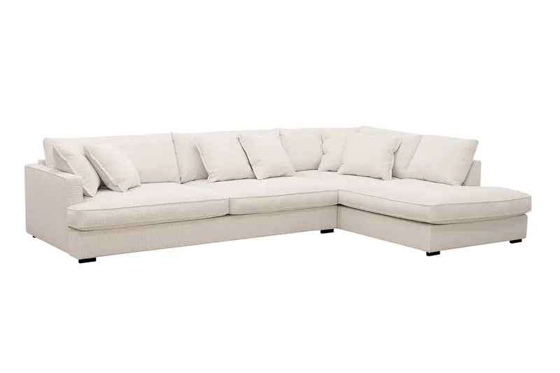Rossita Lyx 4-seters Høyrevendt L-formet Extra Dyp Sjeselongsofa i Manchester - Offwhite - Møbler - Sofaer - Sofa med sjeselong