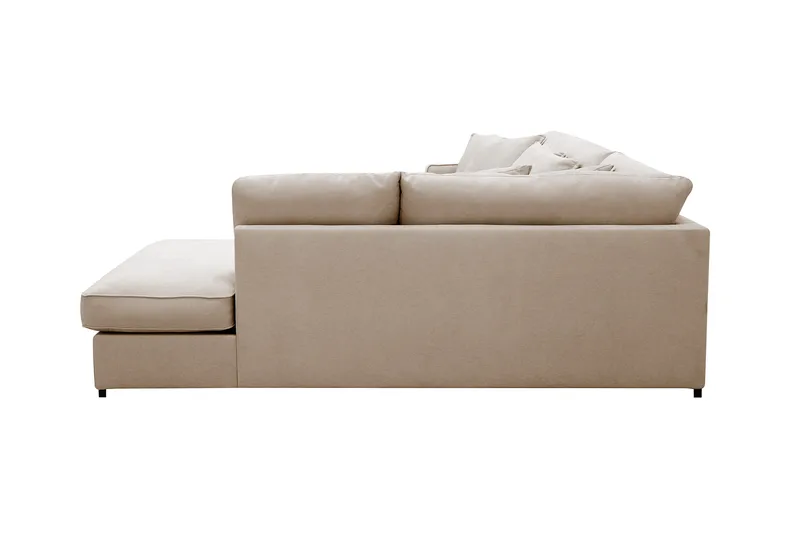 Rossita Lyx 4-seters Høyrevendt L-formet Extra Dyp Sjeselongsofa i Stoff - Beige Stoff - Møbler - Sofaer - Sofa med sjeselong