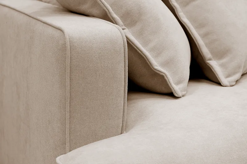 Rossita Lyx 4-seters Høyrevendt L-formet Extra Dyp Sjeselongsofa i Stoff - Beige Stoff - Møbler - Sofaer - Sofa med sjeselong