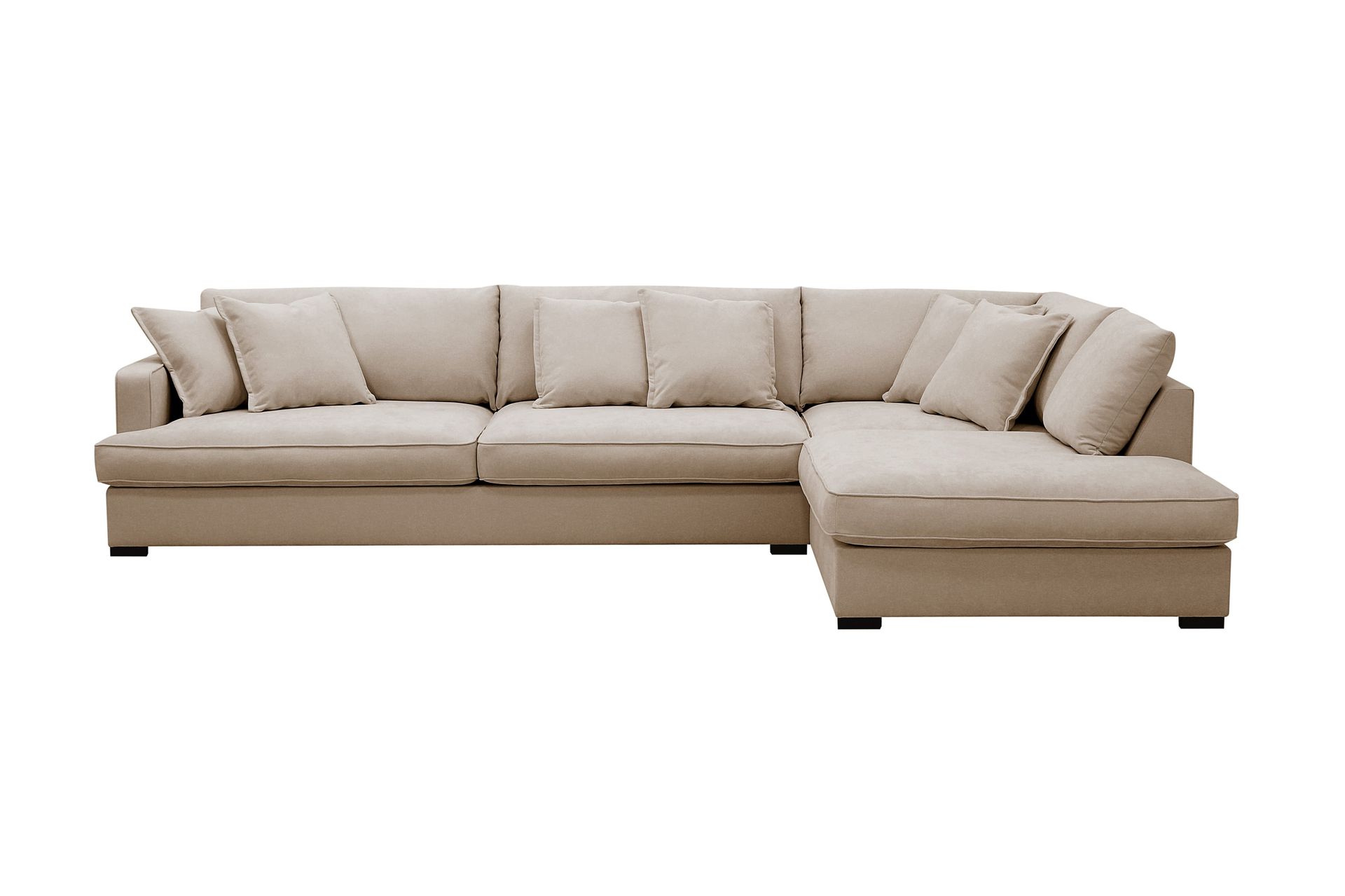 Rossita Lyx 4-seters Høyrevendt L-formet Extra Dyp Sjeselongsofa i Stoff - Beige Stoff