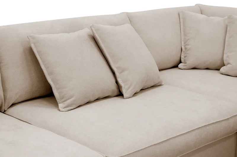 Rossita Lyx 4-seters Høyrevendt L-formet Extra Dyp Sjeselongsofa i Stoff - Beige Stoff - Møbler - Sofaer - Sofa med sjeselong