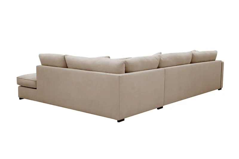 Rossita Lyx 4-seters Høyrevendt L-formet Extra Dyp Sjeselongsofa i Stoff - Beige Stoff - Møbler - Sofaer - Sofa med sjeselong
