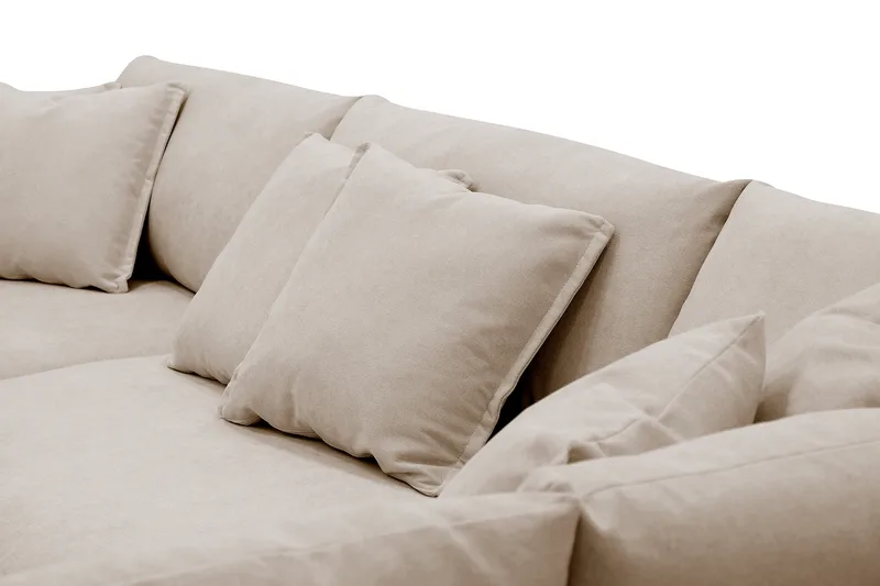 Rossita Lyx 4-seters Høyrevendt L-formet Extra Dyp Sjeselongsofa i Stoff - Beige Stoff - Møbler - Sofaer - Sofa med sjeselong