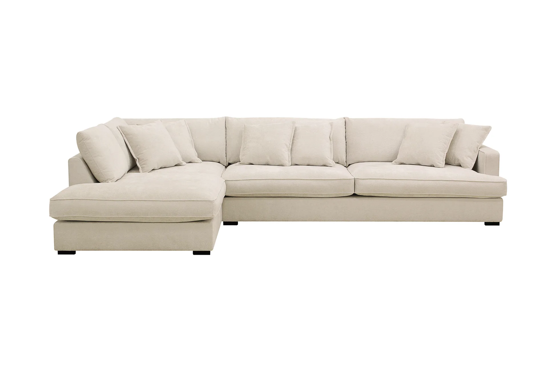 Rossita Lyx 4-seters Venstrevendt L-formet Extra Dyp Sjeselongsofa i Chenille - Beige Chenille
