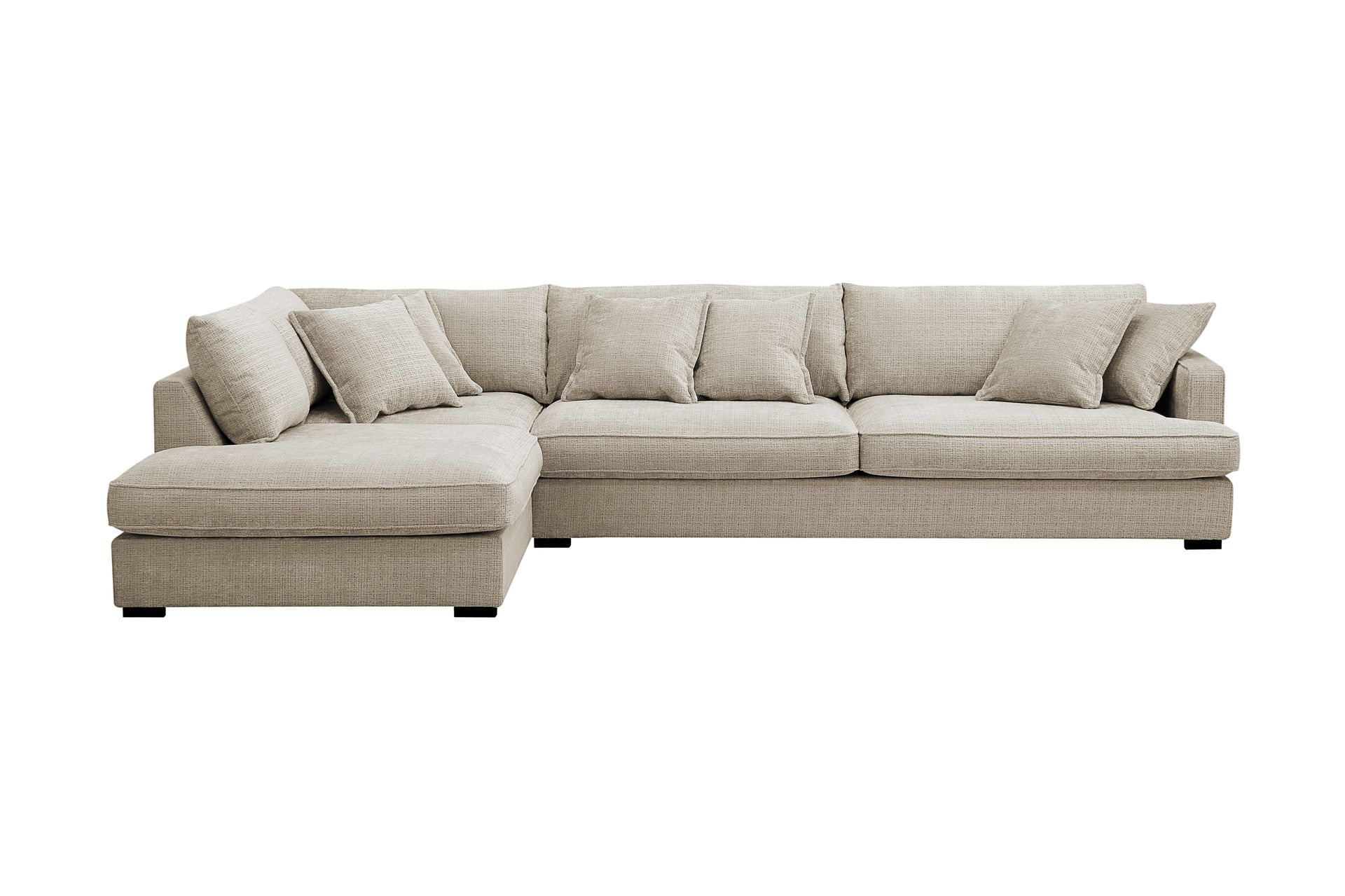 Rossita Lyx 4-seters Venstrevendt L-formet Extra Dyp Sjeselongsofa i Chenille - Beige Chenille