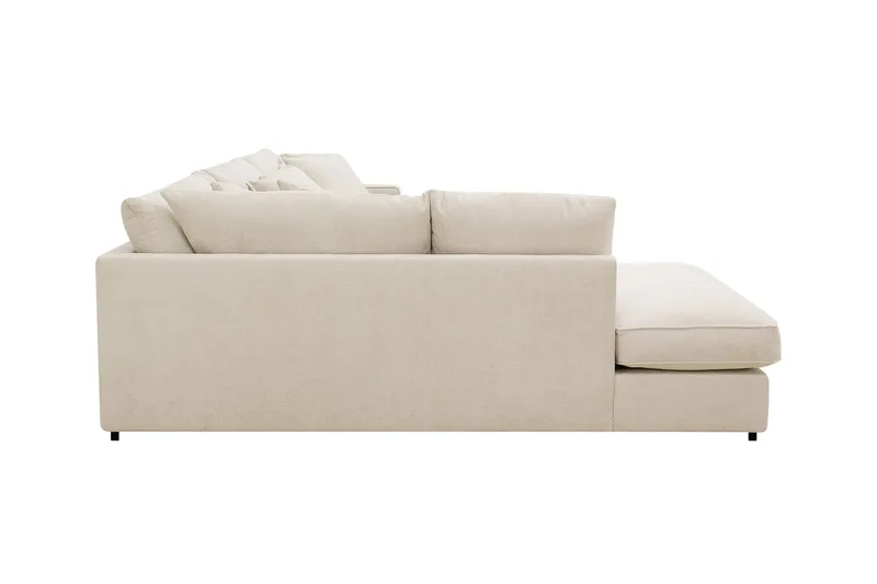 Rossita Lyx 4-seters Venstrevendt L-formet Extra Dyp Sjeselongsofa i Chenille - Beige Chenille - Møbler - Sofaer - Sofa med sjeselong