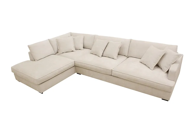 Rossita Lyx 4-seters Venstrevendt L-formet Extra Dyp Sjeselongsofa i Chenille - Beige Chenille - Møbler - Sofaer - Sofa med sjeselong