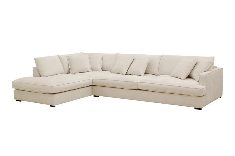 Rossita Lyx 4-seters Venstrevendt L-formet Extra Dyp Sjeselongsofa i Chenille - Beige Chenille - Møbler - Sofaer - Sofa med sjeselong