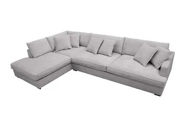 Rossita Lyx 4-seters Venstrevendt L-formet Extra Dyp Sjeselongsofa i Chenille - Grå Chenille - Møbler - Sofaer - Sofa med sjeselong
