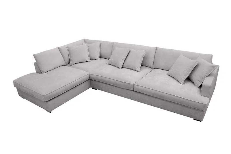 Rossita Lyx 4-seters Venstrevendt L-formet Extra Dyp Sjeselongsofa i Chenille - Grå Chenille - Møbler - Sofaer - Sofa med sjeselong