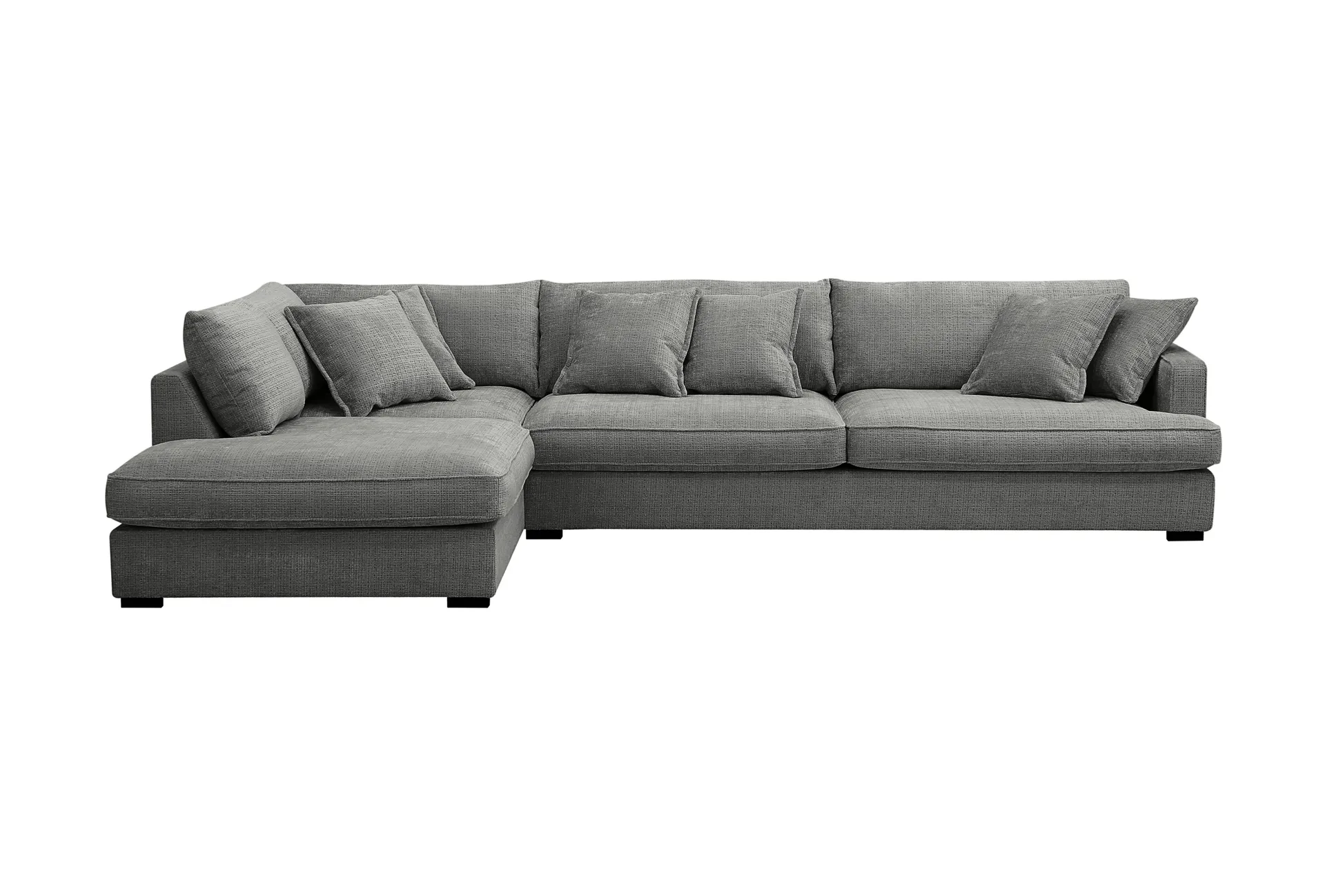 Rossita Lyx 4-seters Venstrevendt L-formet Extra Dyp Sjeselongsofa i Chenille - Grå Chenille