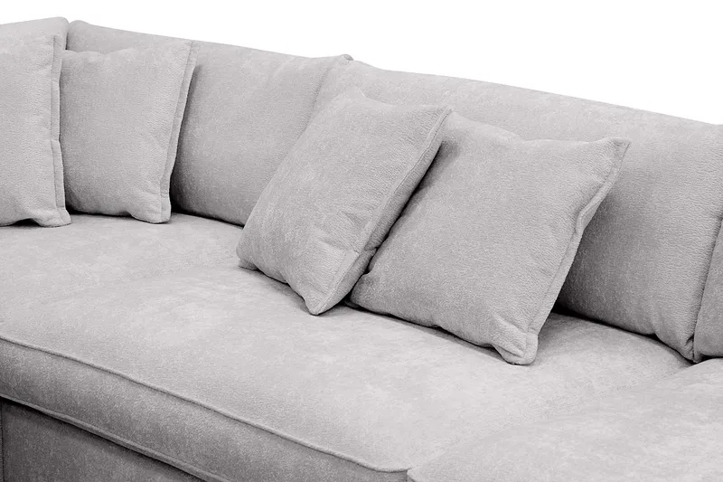 Rossita Lyx 4-seters Venstrevendt L-formet Extra Dyp Sjeselongsofa i Chenille - Grå Chenille - Møbler - Sofaer - Sofa med sjeselong