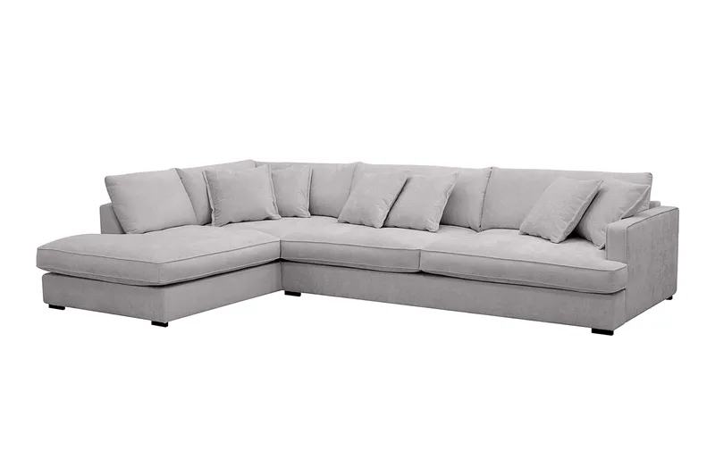 Rossita Lyx 4-seters Venstrevendt L-formet Extra Dyp Sjeselongsofa i Chenille - Grå Chenille - Møbler - Sofaer - Sofa med sjeselong