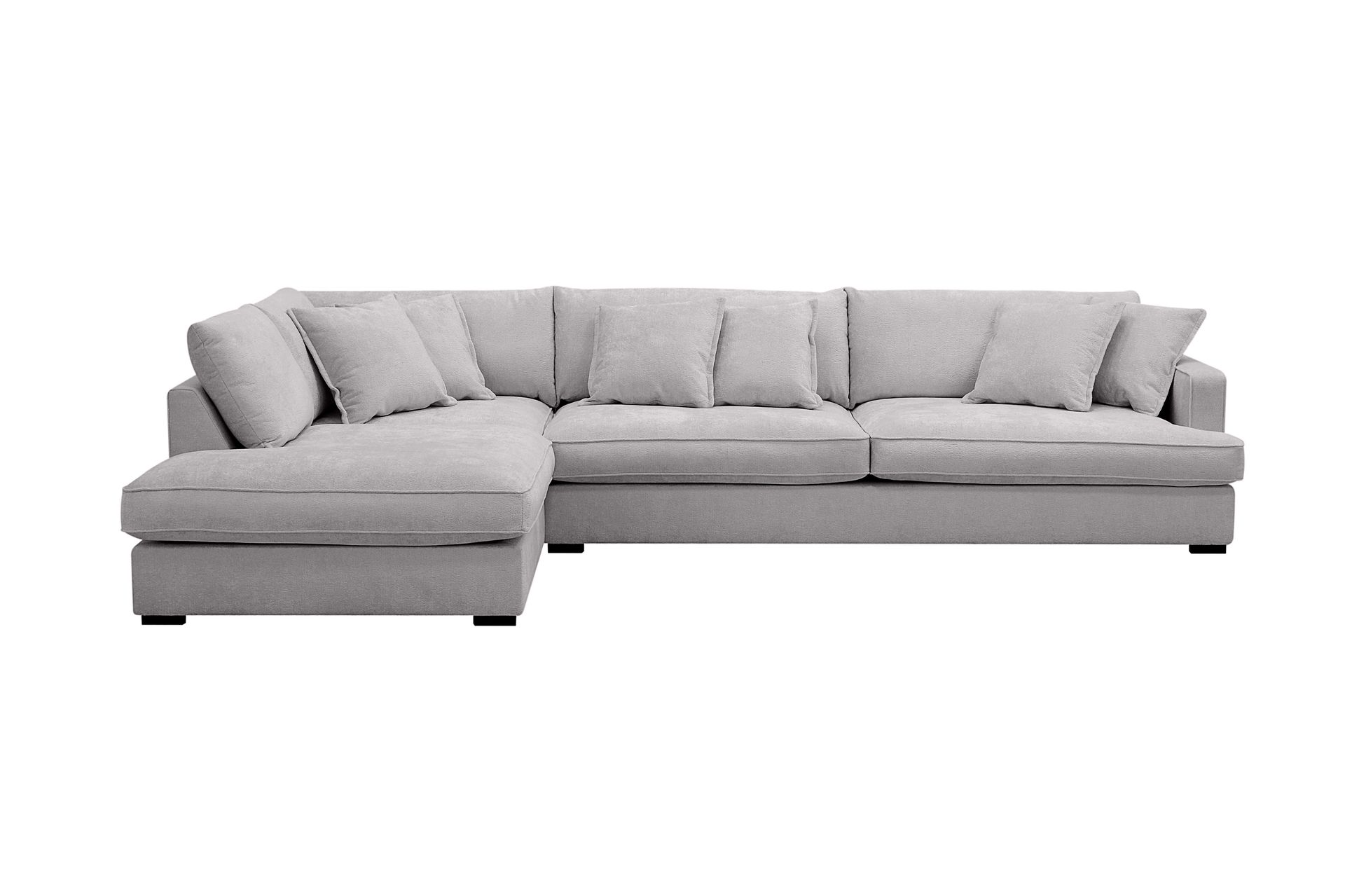 Rossita Lyx 4-seters Venstrevendt L-formet Extra Dyp Sjeselongsofa i Chenille - Grå Chenille