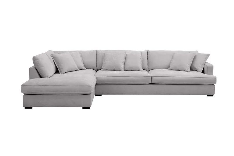 Rossita Lyx 4-seters Venstrevendt L-formet Extra Dyp Sjeselongsofa i Chenille, Grå Chenille
