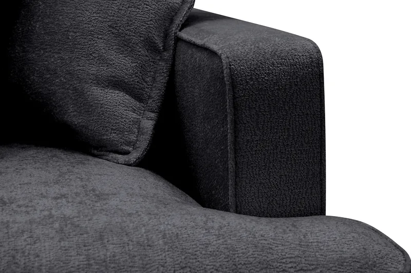 Rossita Lyx 4-seters Venstrevendt L-formet Extra Dyp Sjeselongsofa i Chenille - Svart Chenille - Møbler - Sofaer - Sofa med sjeselong
