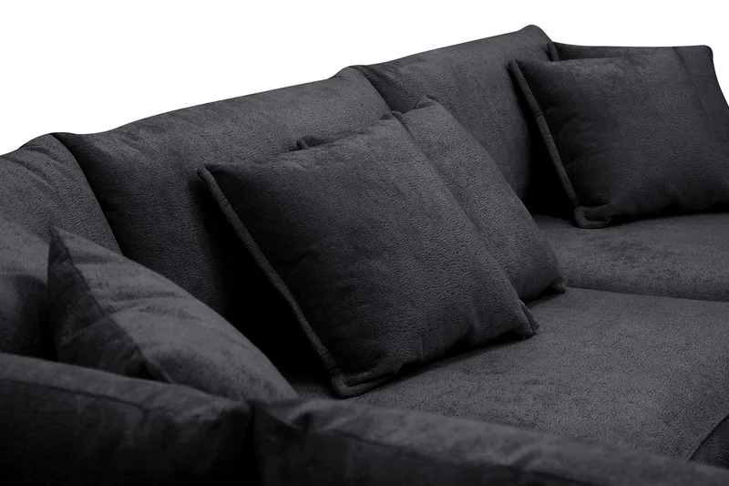Rossita Lyx 4-seters Venstrevendt L-formet Extra Dyp Sjeselongsofa i Chenille - Svart Chenille - Møbler - Sofaer - Sofa med sjeselong