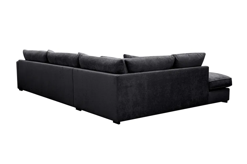 Rossita Lyx 4-seters Venstrevendt L-formet Extra Dyp Sjeselongsofa i Chenille - Svart Chenille - Møbler - Sofaer - Sofa med sjeselong
