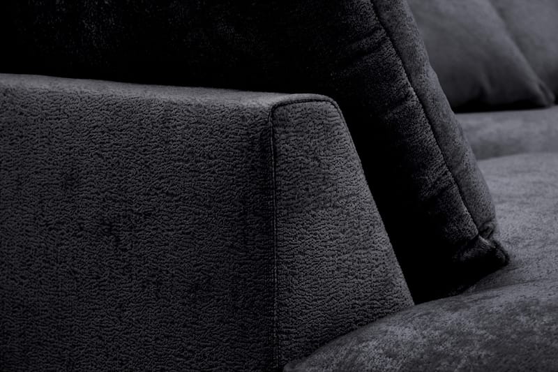 Rossita Lyx 4-seters Venstrevendt L-formet Extra Dyp Sjeselongsofa i Chenille - Svart Chenille - Møbler - Sofaer - Sofa med sjeselong