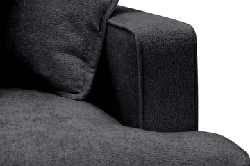 Rossita Lyx 4-seters Venstrevendt L-formet Extra Dyp Sjeselongsofa i Chenille - Trenza 01, Svart Chenille - Møbler - Sofaer - Sofa med sjeselong