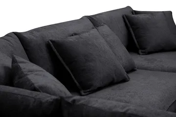 Rossita Lyx 4-seters Venstrevendt L-formet Extra Dyp Sjeselongsofa i Chenille - Trenza 01, Svart Chenille - Møbler - Sofaer - Sofa med sjeselong